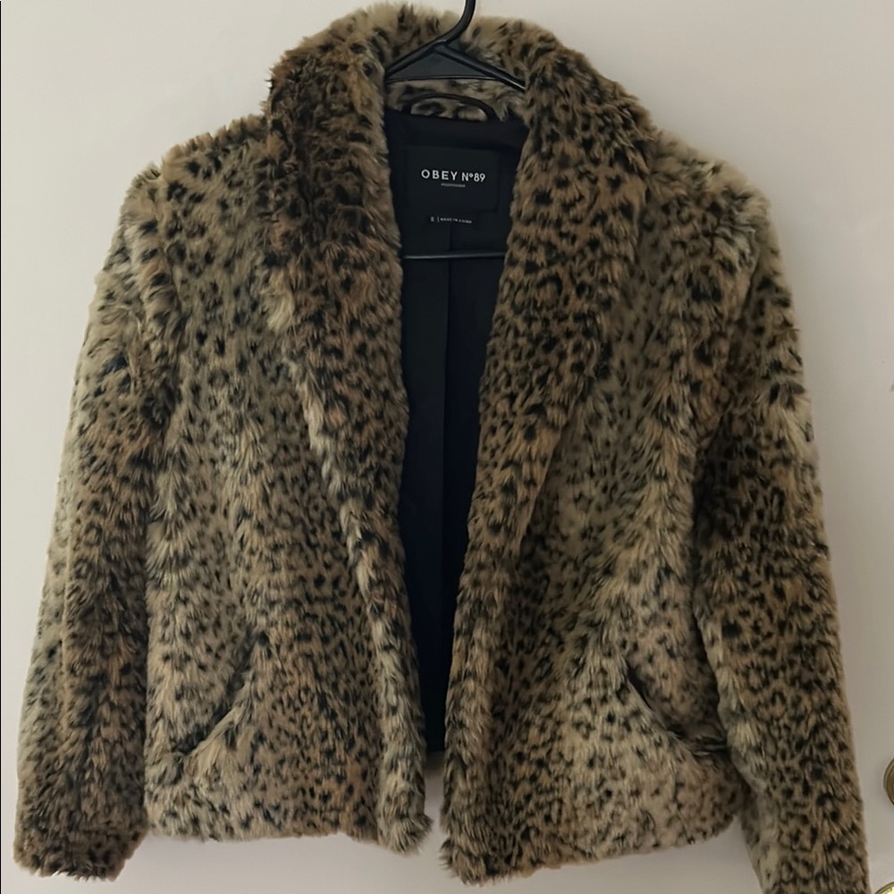 Obey Brown Teddy Jacket Faux Fur Style